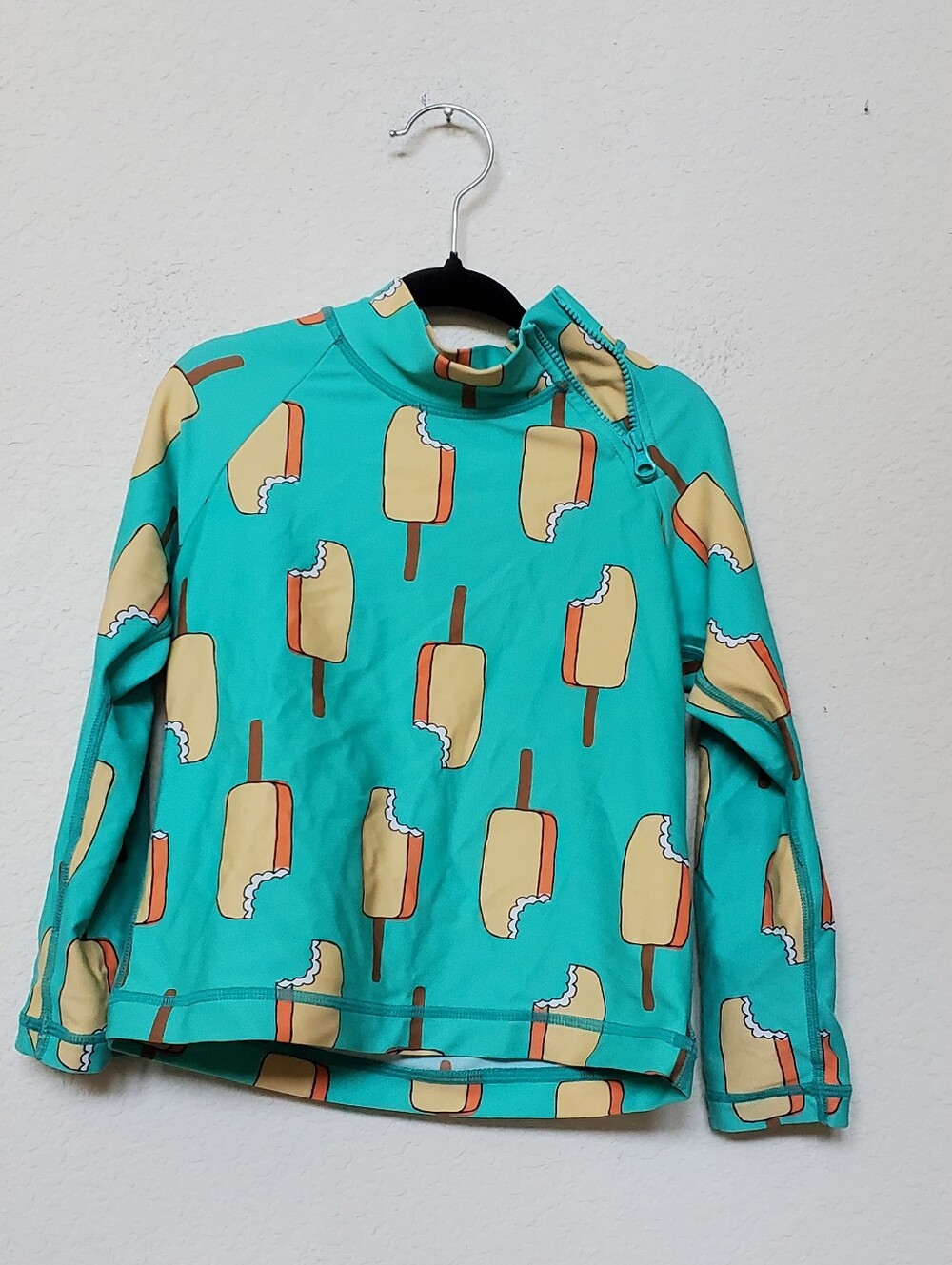 Hanna Andersson Teal Popsicle Print Rash Guard and Bottoms.  Size 4